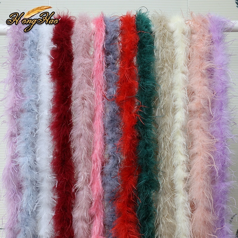 Wholesale 2 Yards 6ply Black Ostrich Feather Boa Dyed Pattern for Women's Carnival Costumes Party Dress Cloth Decor