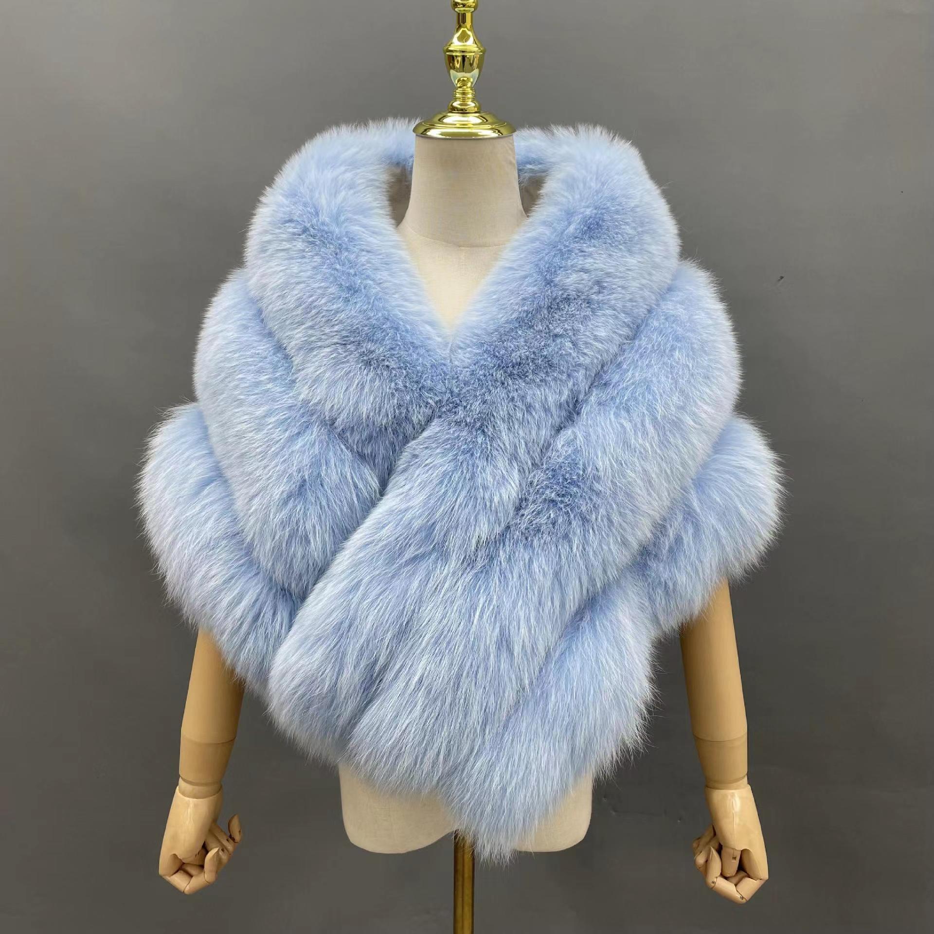 2024 New arrival   Real  white Fox   fur cape    Fashion   women fox fur shawls  Party wear shawl