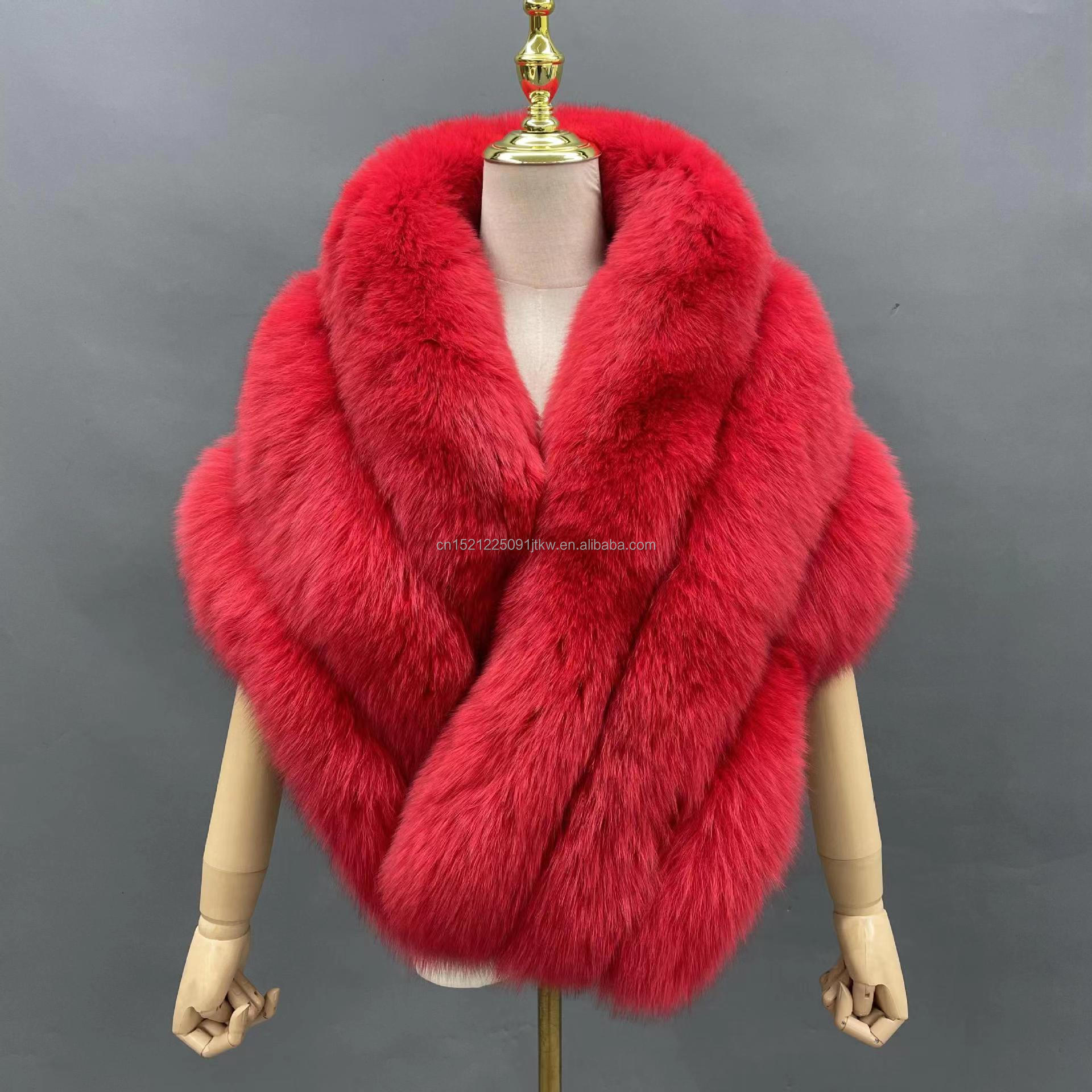 2024 New arrival   Real  white Fox   fur cape    Fashion   women fox fur shawls  Party wear shawl