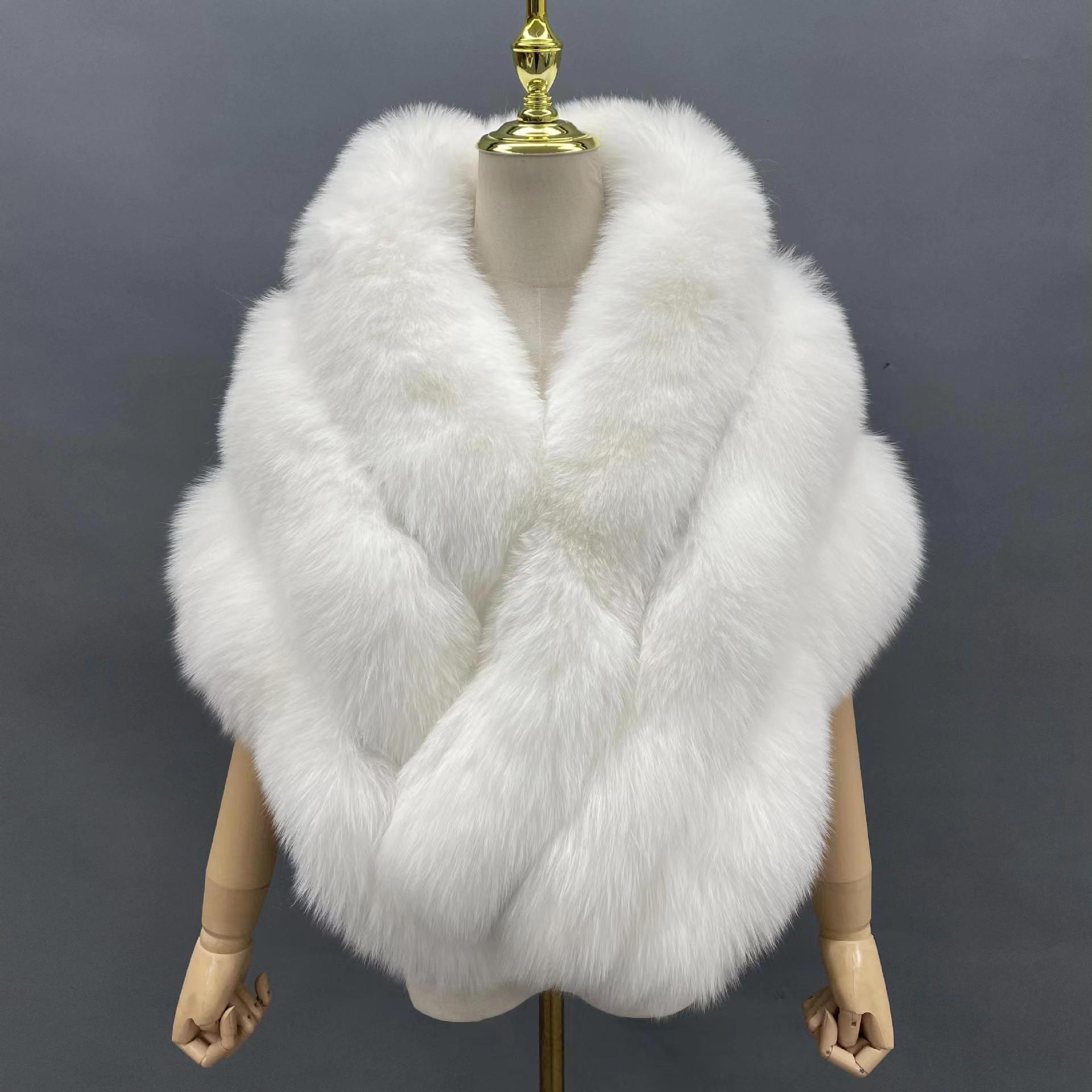 2024 New arrival   Real  white Fox   fur cape    Fashion   women fox fur shawls  Party wear shawl