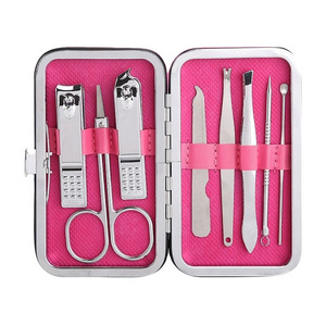 Wholesale Pedicure Steel 7in1 Manicure Set With PU Leather Case Nail Clipper Cuticle Nipper Pusher