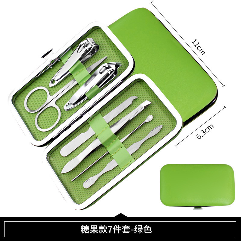 Wholesale Pedicure Steel 7in1 Manicure Set With PU Leather Case Nail Clipper Cuticle Nipper Pusher