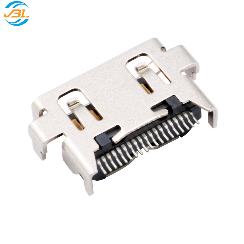 HDMI mother 19PIN90 forward sinking plate 3C digital connector iron shell nickel plating manufacturers supply