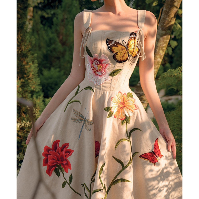 2023 Summer New Dress Fashion Design Women's Butterfly Decorative Slim Slim Dress