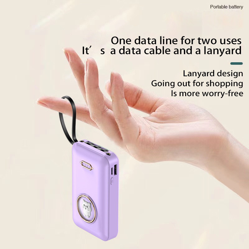 KALO cute pocket portable mini keychain with cable power bank portable charger 10000mah for smart tablet smartphone