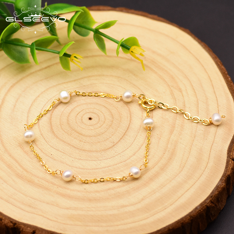 925 Sterling Silver Bracelet For Women Gift Natural Freshwater Pearl Bracelet Jewelry Accessories