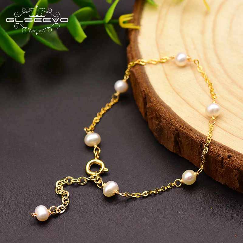 925 Sterling Silver Bracelet For Women Gift Natural Freshwater Pearl Bracelet Jewelry Accessories