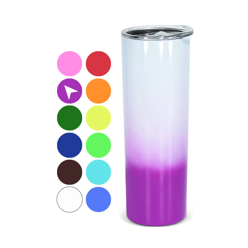 Factory 15oz 20oz 30oz  Skinny Straight sublimation blank glitter holographic UV change color stainless steel vacuum tumbler