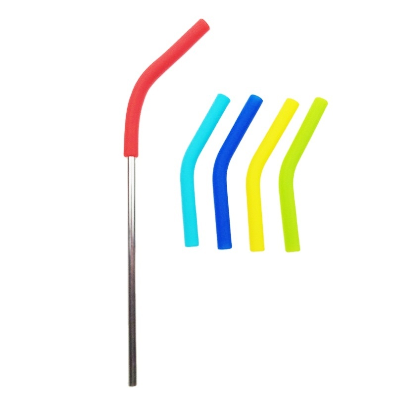 Metal straw with silicone tips  hot selling stainless steel straws accessories silicone tips 6mm 8mm straws silicone tips