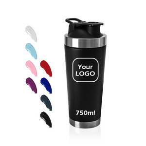 Customized Logo 960ml Stainless Steel Single Wall Protein Shaker Cup Shakes Blender Water Bottles with Wire Whisk for Workout