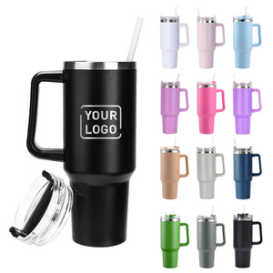 Custom Logo Print Cool Adventure Quencher H1.0 Powder Coated Stainless Steel 40oz Travel Mug Tumbler Cup with Handle