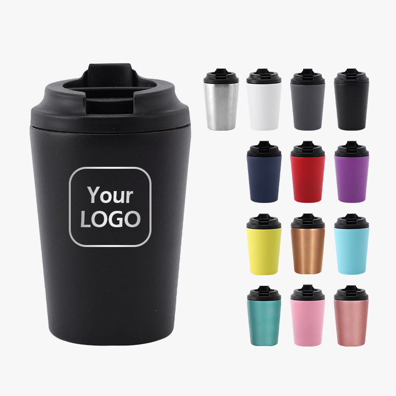 Custom Logo Double Wall Stainless Steel Insulated 12oz reusable leak-proof recyclable 12 oz travel coffee tumbler cups with lid