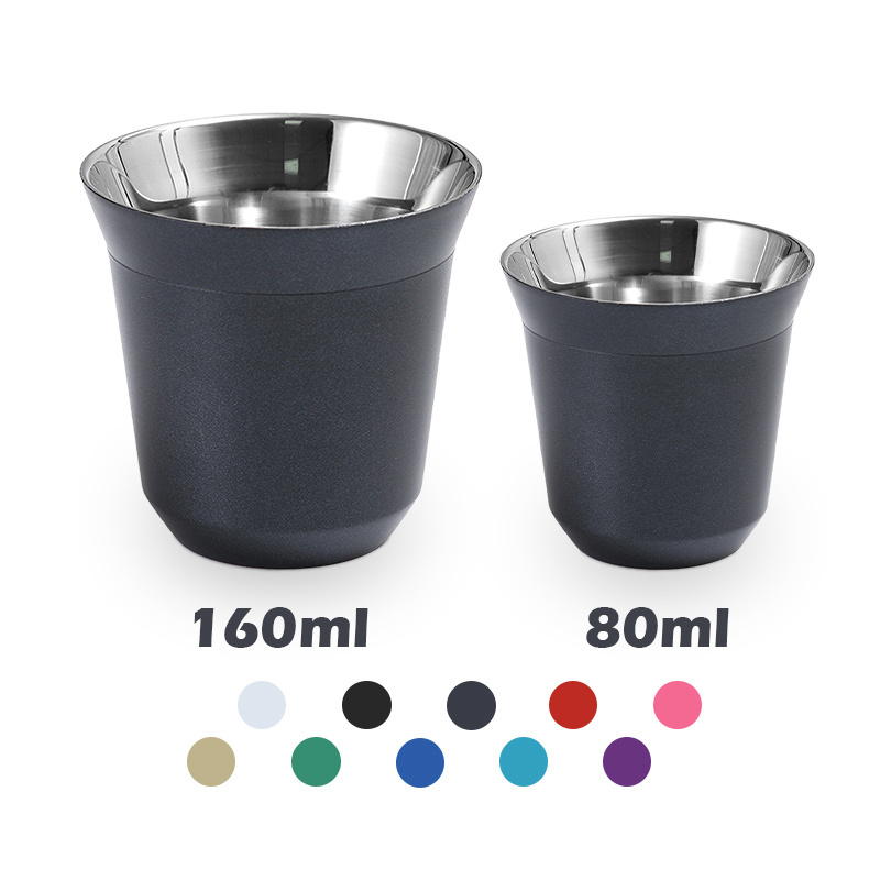 Factory colorful custom made 80ml 160ml travel mug Stainless steel double wall Italy Espresso coffee Cup Thermos cup