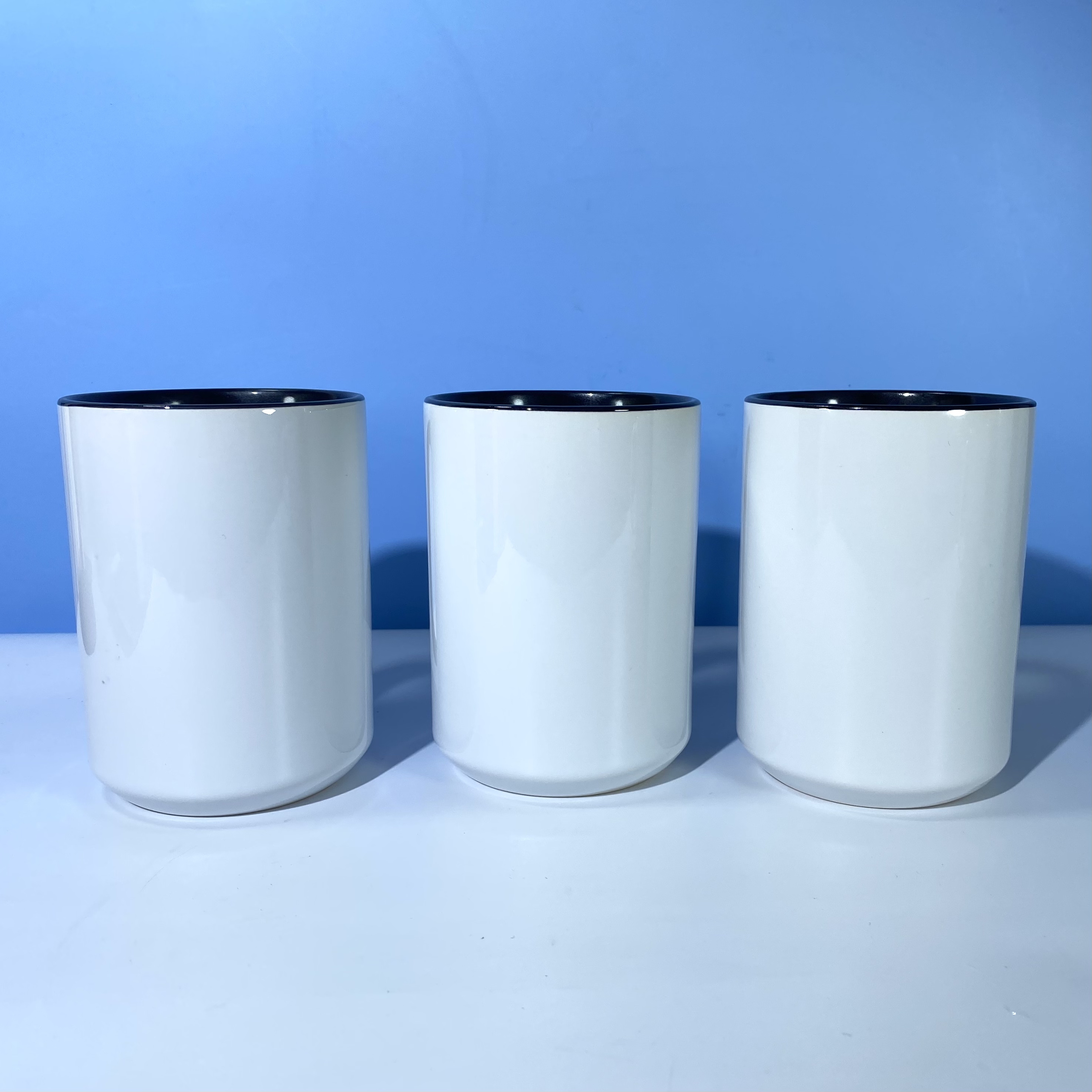 15oz Porcelain Mugs Cup Wholesale Gift Sublimation Blanks White Custom Ceramic Mugs With Black Handle