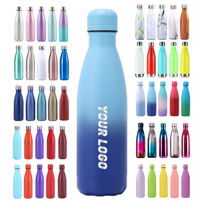 Double Wall Thermal Vacuum Flask Insulated Outdoor Sports Drink Cola Shaped 18/8 Stainless Steel Water Bottles with Custom Logo