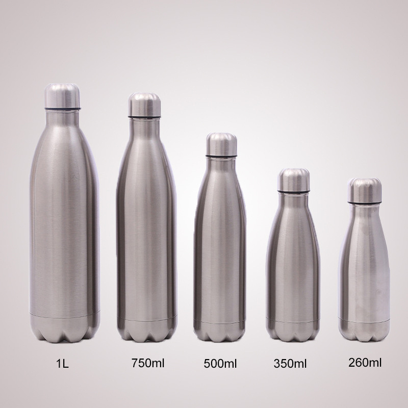 Double Wall Thermal Vacuum Flask Insulated Outdoor Sports Drink Cola Shaped 18/8 Stainless Steel Water Bottles with Custom Logo