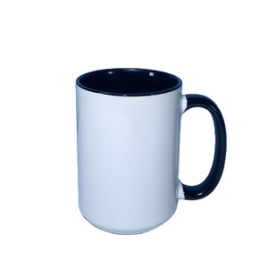 15oz Porcelain Mugs Cup Wholesale Gift Sublimation Blanks White Custom Ceramic Mugs With Black Handle