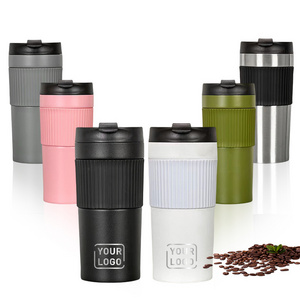 450ml Portable Thermos Cup Stainless Steel hand press Coffee cup with French press rod Strainer cup Business Insulated mug