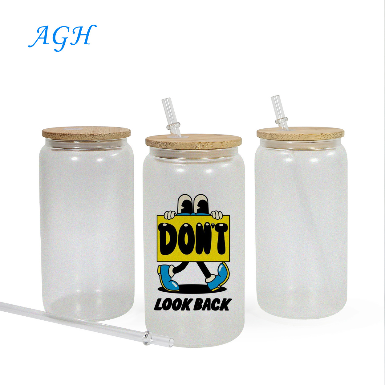 Hot sale Sublimation blank 16oz 12oz cola soda Shaped cups sublimation glow in the dark beer glass can with straw and bamboo lid