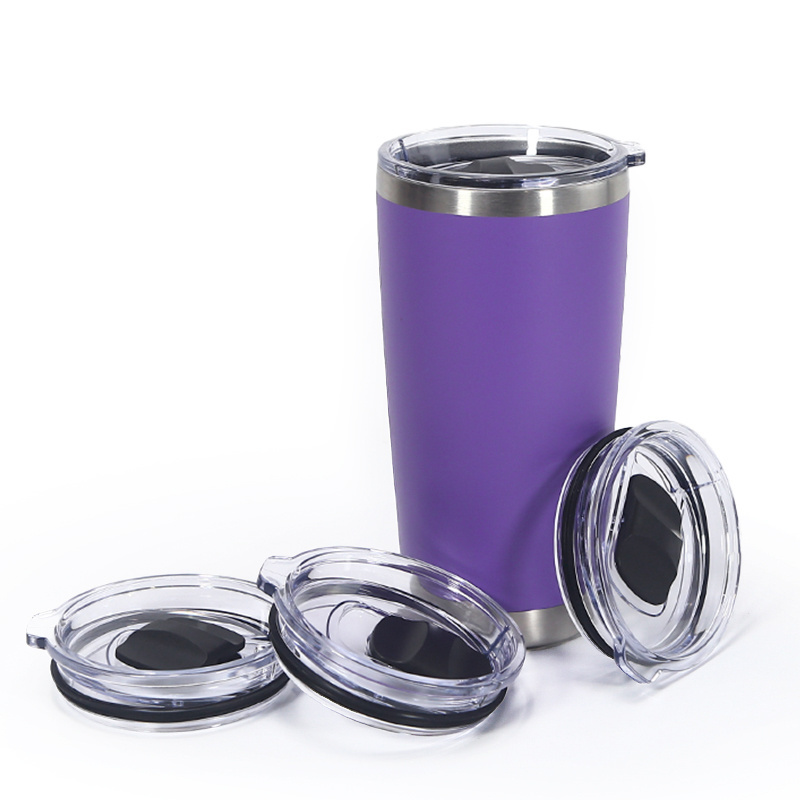 Wholesale Powder Coated travel coffee mug Regular Tumbler Stainless Steel Double Wall vacuum cup 20oz Car Tumbler with Lid