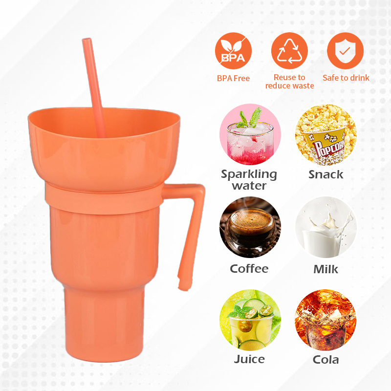 Tik Tok pop 32oz Stadium Tumbler Mainstays plastic snack-and-drink cup popcorn chips cola mug cup with snack tray bowl straw