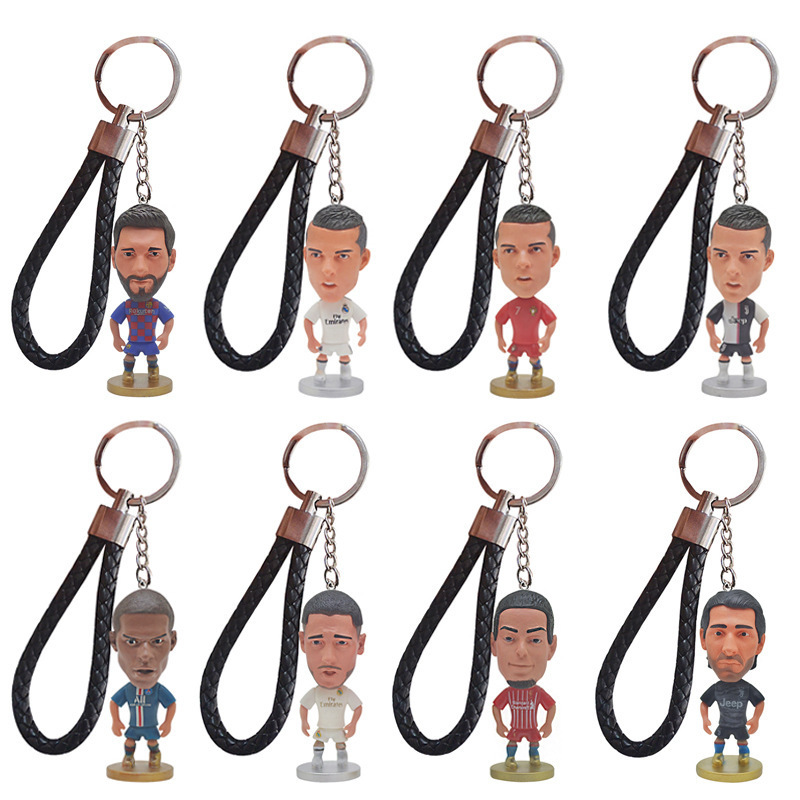 Hot Sale Wholesale 3D Mini Football Keychain C Ronaldo Messi Accessories Key Chain Cute