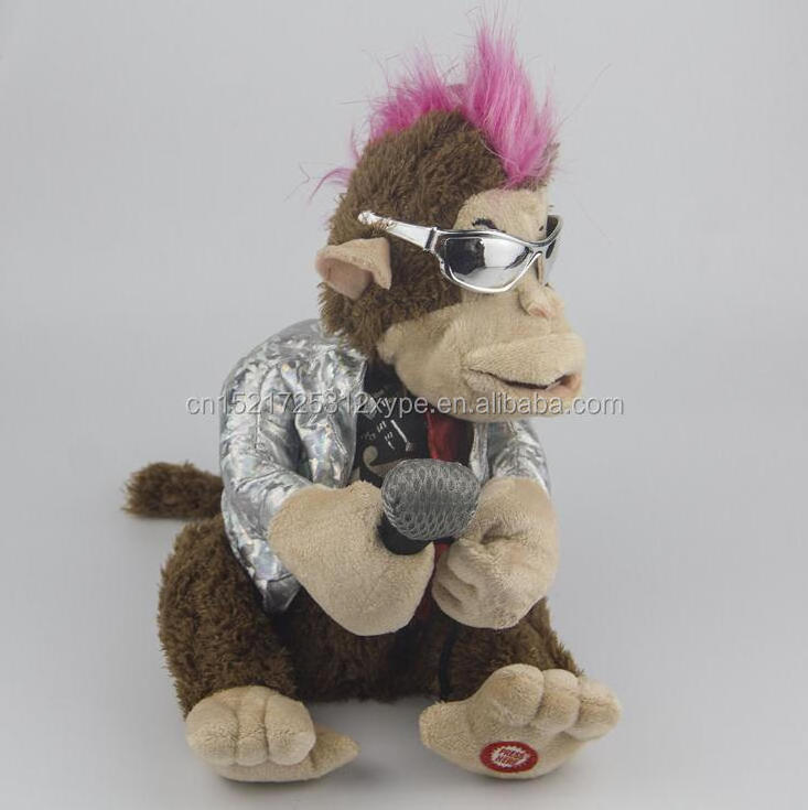 Electric plush toy creative doll with microphone will sing karaoke monkey funny toy