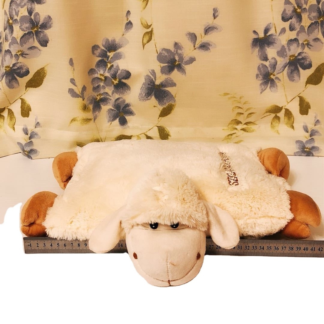 Custom stuffed dog/bear/sheep/cow animal Shaped plush Face cushion toy snap button deformation toys