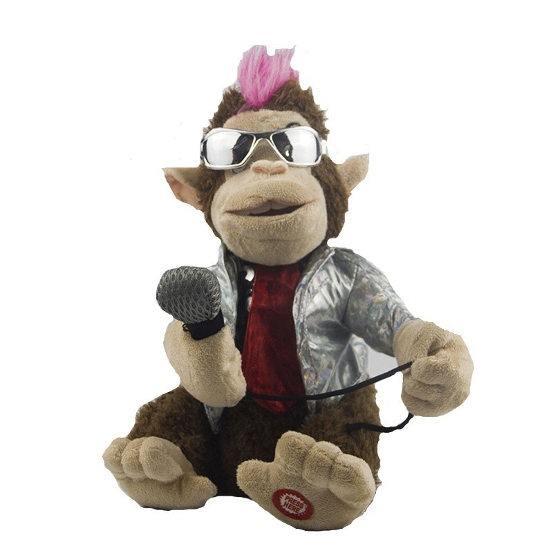 Electric plush toy creative doll with microphone will sing karaoke monkey funny toy