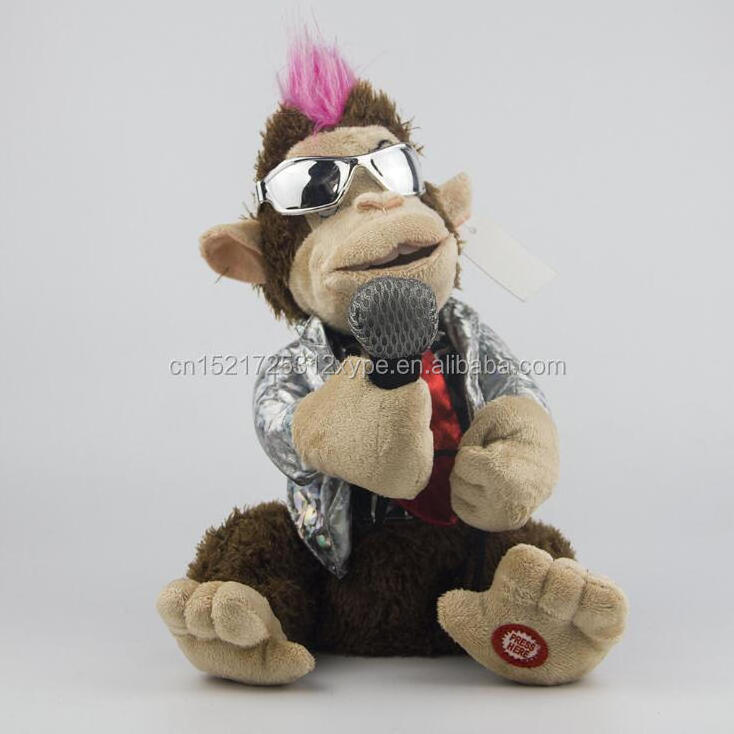 Electric plush toy creative doll with microphone will sing karaoke monkey funny toy