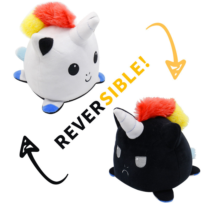 custom Wholesale  Flip Plush Toys unicorn Reversable Octopus Plush Reversable Animals Baby toy