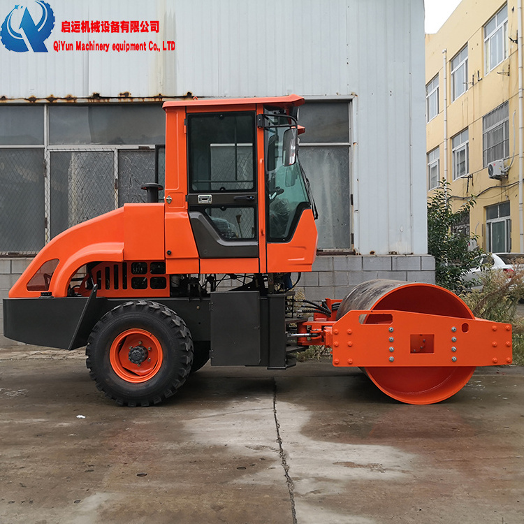 5 tons Single QIYUN Machinery   drum compactor vibratory mini road roller