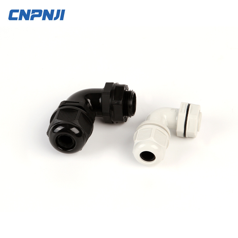 New IP68 waterproof nylon  M32 90 degree metric thread right angle elbow PVC cable gland used for machinery control box