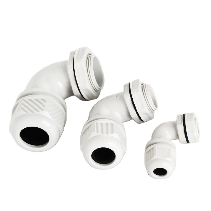 New IP68 waterproof nylon  M32 90 degree metric thread right angle elbow PVC cable gland used for machinery control box