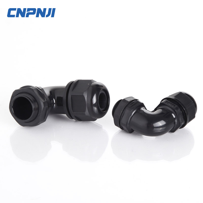 New IP68 waterproof nylon  M32 90 degree metric thread right angle elbow PVC cable gland used for machinery control box