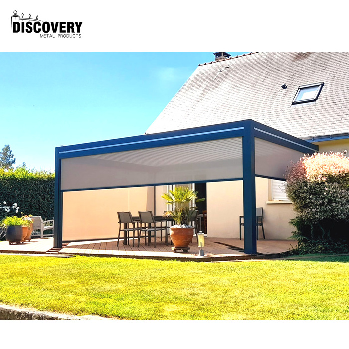 Luxury Motorised Outdoor Garden Gazebo Roof Bioclimatic Aluminium Pergola With Side Screen