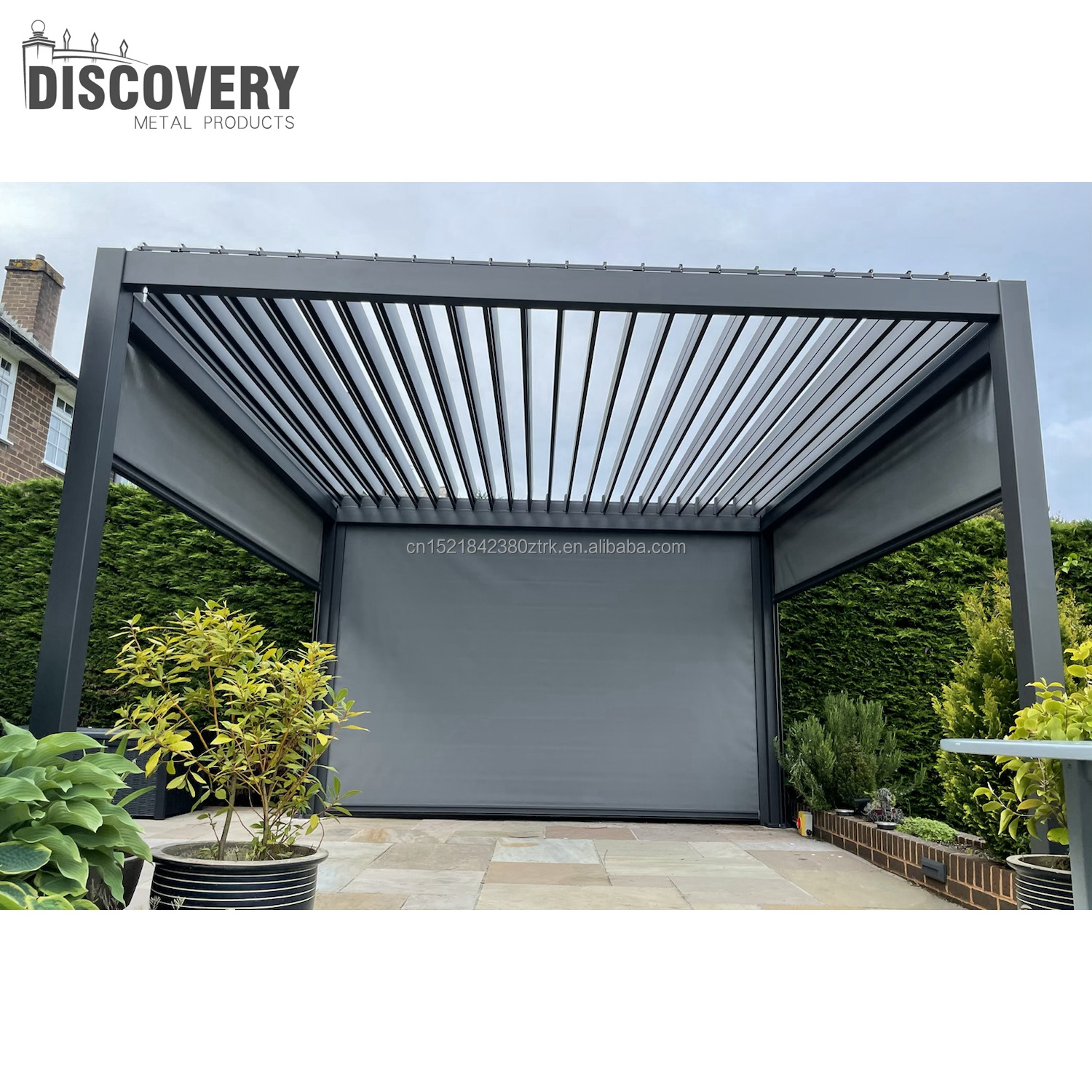 Custom metal outdoor garden pergola accessories modern bioclimatic aluminum pergolas electric metal gazebo