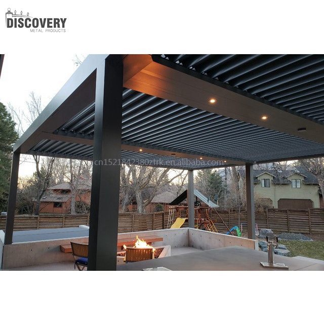 Custom metal outdoor garden pergola accessories modern bioclimatic aluminum pergolas electric metal gazebo