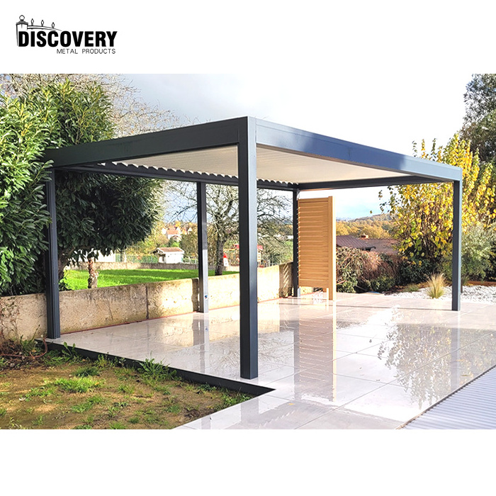 Opening Louver Roof Motorized Sunshade 12x12 Garden Aluminium Gazebo Pergola Outdoor With Roof Cove