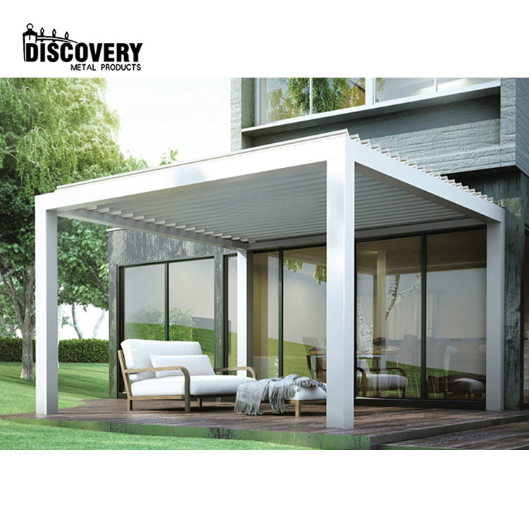 Waterproof Aluminum Patio Coverings Electric Opening Roof System Garden Bioclimatic Pergola