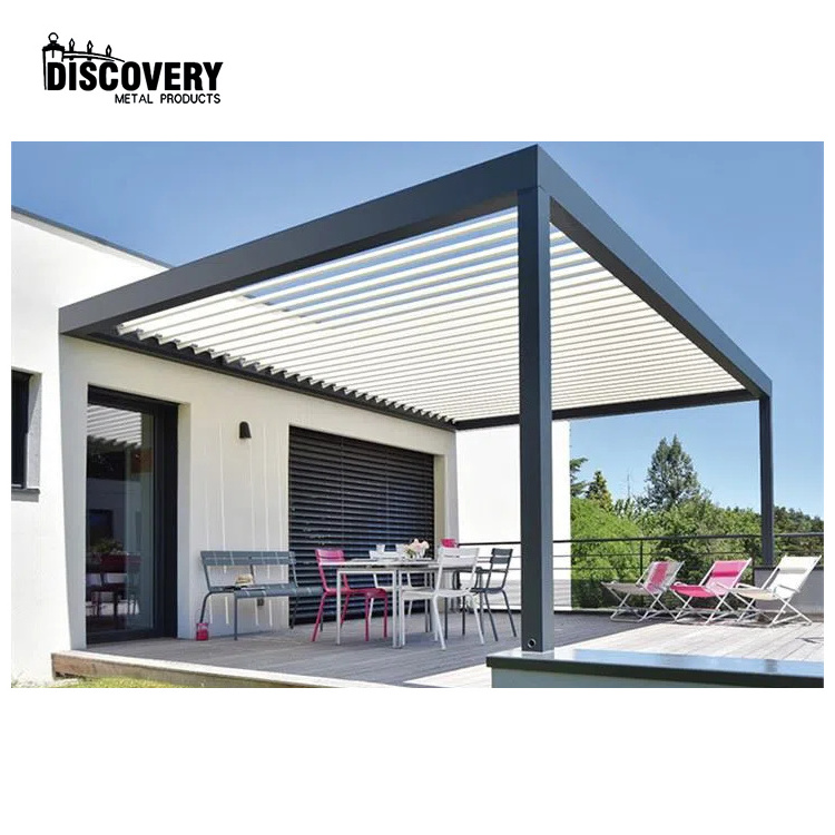 Chinese Supplier House Garden Aluminium Gazebo Outdoor Louvered Metal Pergola Waterproof Aluminum Pergola With Blind