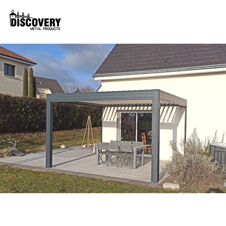 Chinese Supplier House Garden Aluminium Gazebo Outdoor Louvered Metal Pergola Waterproof Aluminum Pergola With Blind