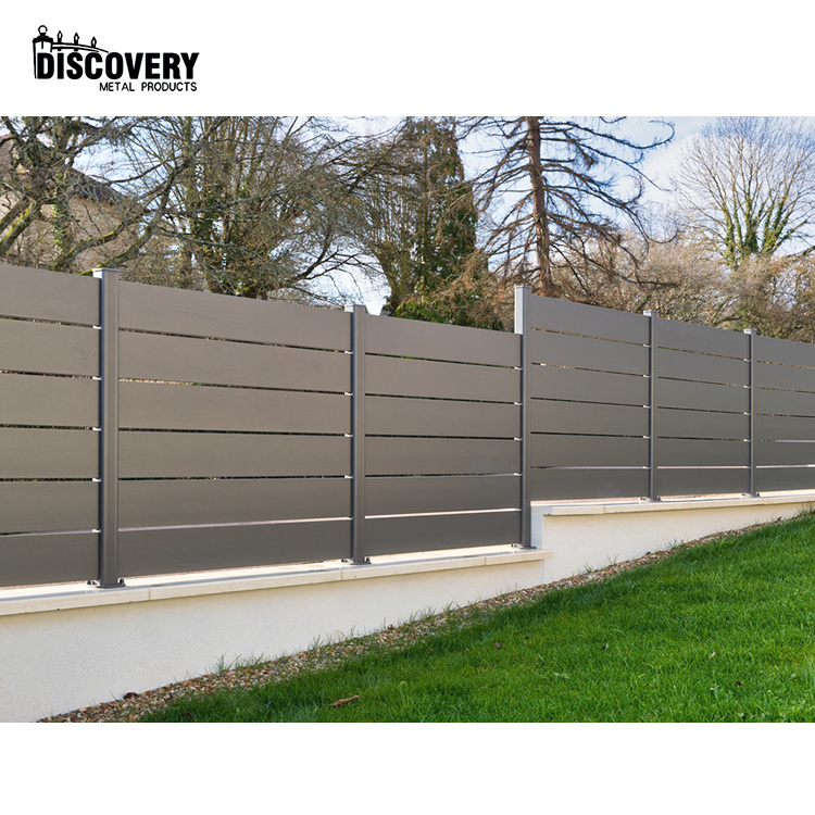 Cheap outdoor decorative privacy aluminum fence  horizontal slat garden yard valla fence panels retractable aluminum slat fence