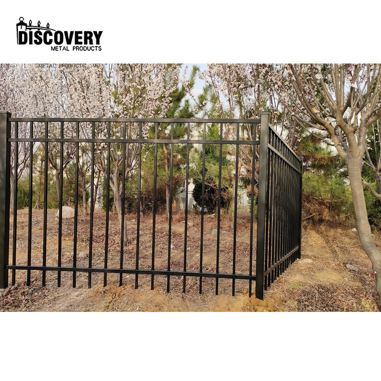 Easily assembled customized aluminum fence grill design pictures 3 rail fence design with metal fence post