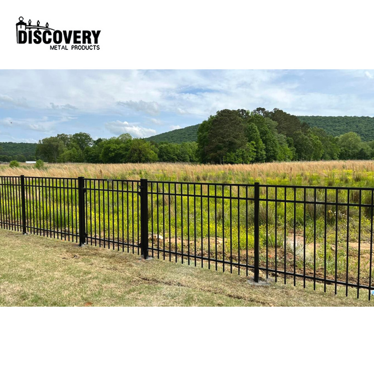 Easily assembled customized aluminum fence grill design pictures 3 rail fence design with metal fence post