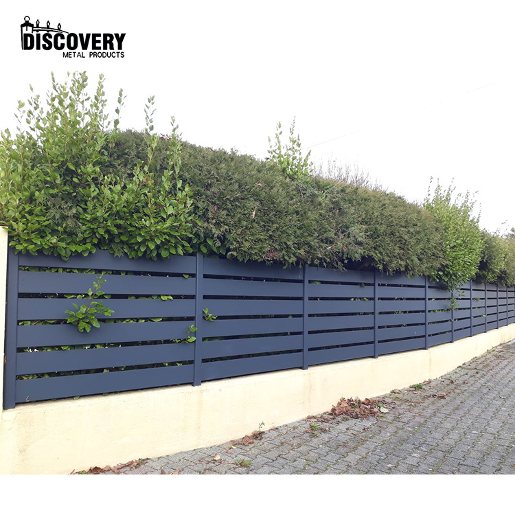 Modern Design Modular Fence Aluminum Metal Horizontal Yard Privacy Slat Fence Panels Outdoor Garden Fence