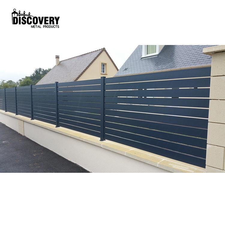 Cheap outdoor decorative privacy aluminum fence  horizontal slat garden yard valla fence panels retractable aluminum slat fence