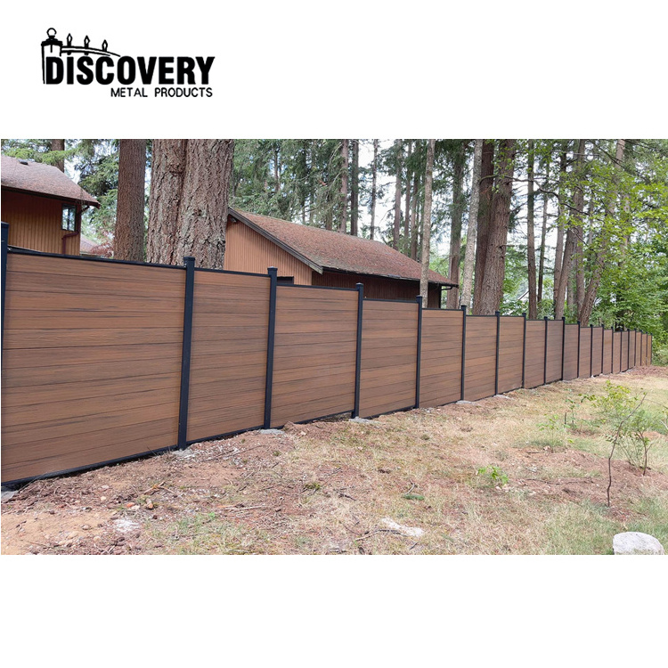 Wind-resistant wood plastic fence aluminum alloy post composite fencing boards decoration outdoor woc fence panels