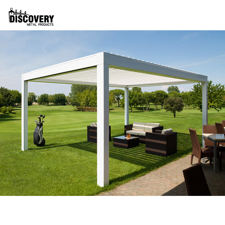 4x4 Garden Metal Electric Pergola Patio Canopy Louvered Roof Price Aluminum Pergola Customized Pergola With LED