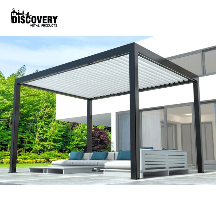 Hot Sale White Powder Coating Sunshade House Strong Wind Load Garden Decoration Metal Large Gazebo with Roller Screen